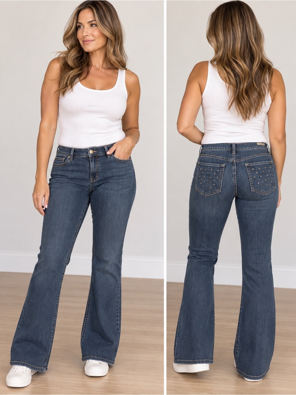 Vintage Chico’s Retro Bootcut Jeans Studded Embellished Pockets US 4 (0 R)